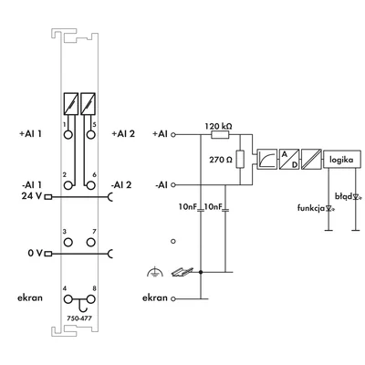 2-Kanal-Analogeingang 0-10 VAC/VDC Diff, Hellgrau 750-477