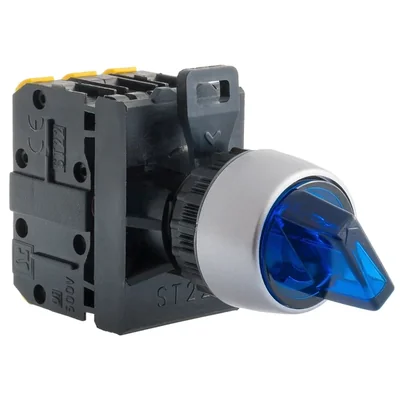 2-polige Steckerabdeckung, blau, 2ZW, beleuchteter Nickelring, ST22-PL.N-20-230-LED\AC