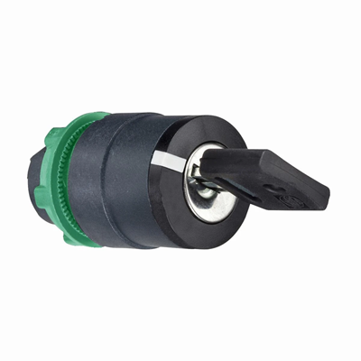 2-position switch with key, black, stable plastic key, left