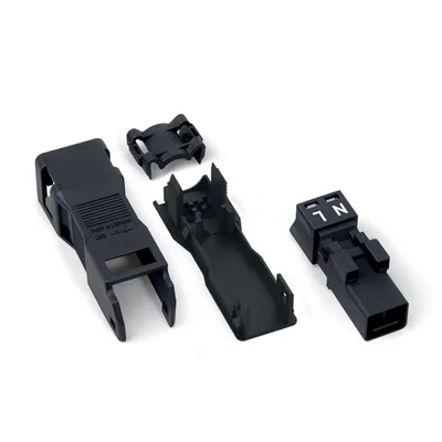 2-way black plug with strain relief housing WINSTA MINI