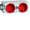2-way SCHUKO socket, WAGO, C-profile, red