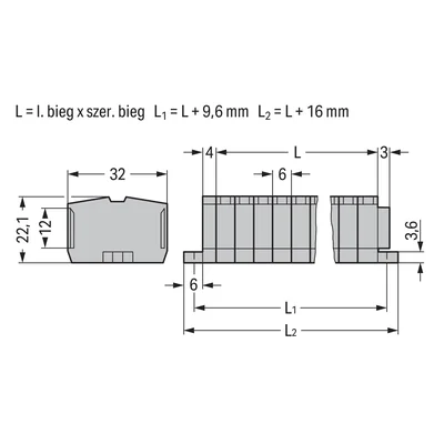 2-wire terminal block 7-pole, grey