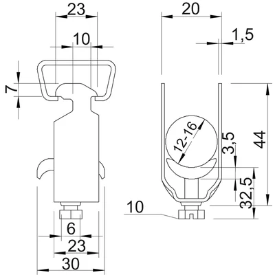 2056 M 16 FT U-clamp, hot-dip galvanized