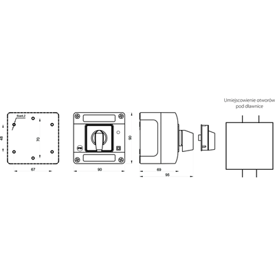 20A cam switch, 0-1 double pole switch, in OB11 enclosure