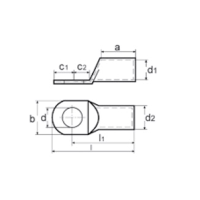 240 mm² Kupfer-Rohrringkabelschuh für M12-Bolzen