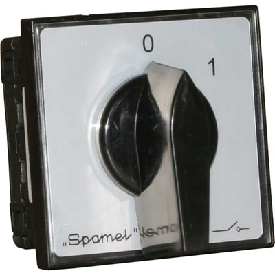 25A cam switch, 0-1 three-pole switch disconnector, panel mounted gray face black knob