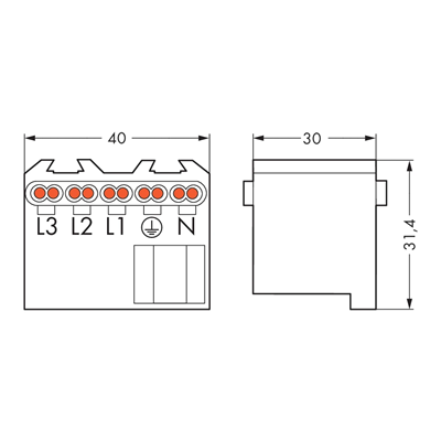 2.5mm² 5-pole white plug socket with bracket