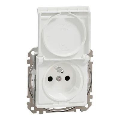 2P+PE socket with shutters IP44 (threadless terminals), Sedna Design & Elements, white