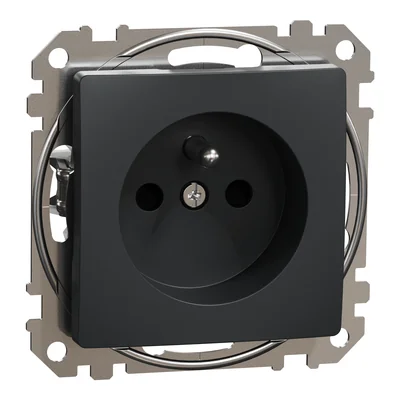 2P+PE socket with shutters, Sedna Design & Elements, black anthracite
