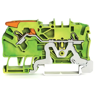 2vodičový PE konektor s páčkou a zasouvací svorkou Push-in CAGE CLAMP® 2,5 mm², žlutozelený