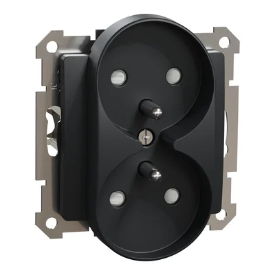 2x2P+PE socket with shutters for Elements frames, Sedna Elements, black anthracite