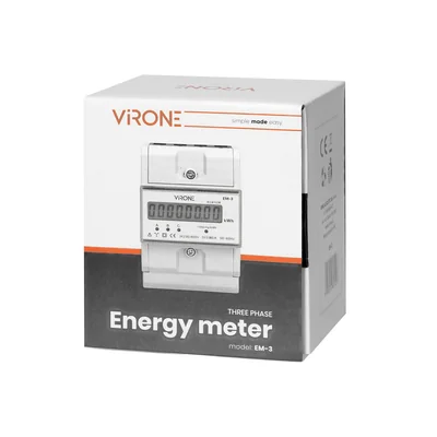 3-phase electricity consumption indicator, 80A, 3 modules, DIN TH-35mm