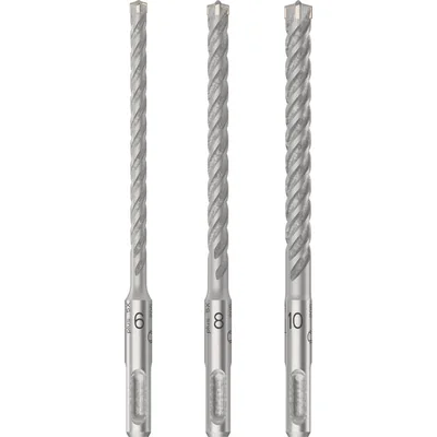 3-piece SDS plus hammer drill bit set-5X 6; 8; 10 mm