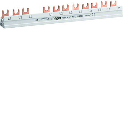 3-pole 12-module 10mm2 phase rail