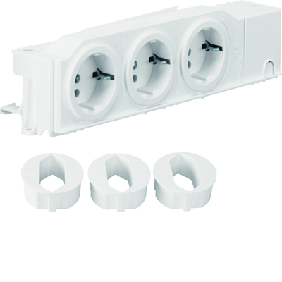 3-way SCHUKO socket 230V VDI TS rail/mounting plate