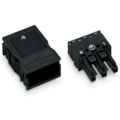 3-way socket with strain relief housing WINSTA black