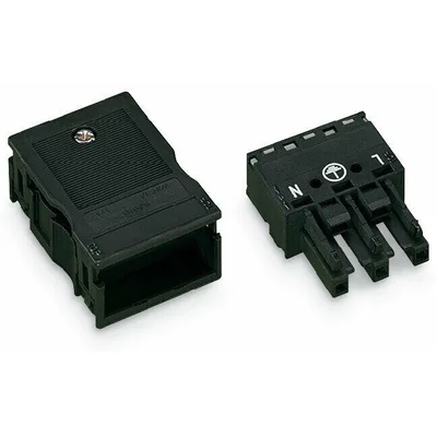 3-way socket with strain relief housing WINSTA black