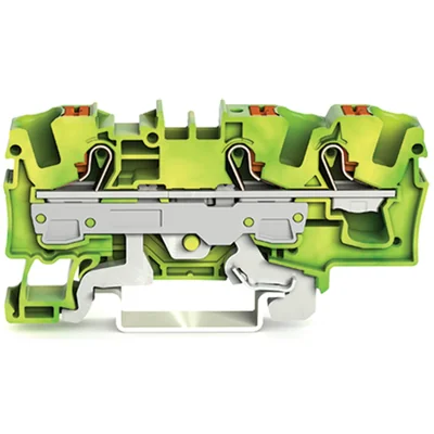 3-wire PE connector with pushbutton 6 mm², yellow-green