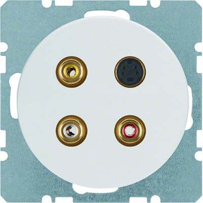 3 x cinch/S-Video socket Berker R.1/R.3 white, glossy