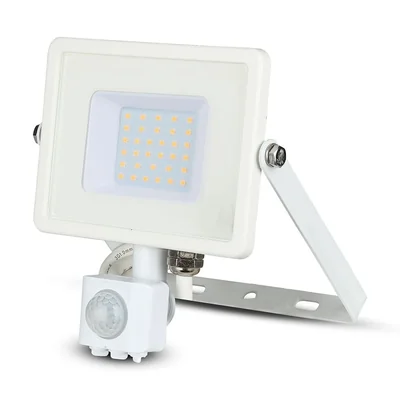 30W SMD LED floodlight with motion sensor / SAMSUNG chip / Color: 4000K / Housing: White