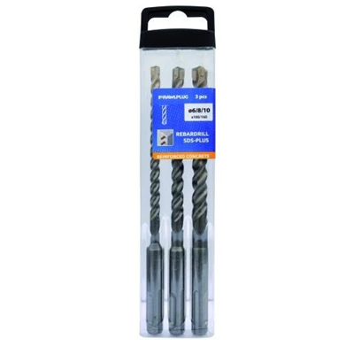 3PCS SET OF DRILLS 6,8,10X100X160 REBARDRILL SDS PLUS