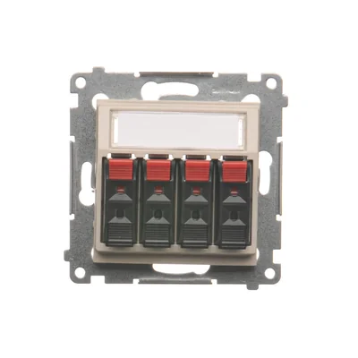 4-fach Lautsprechersteckdose mit Beschreibungsfeld (Modul) creme