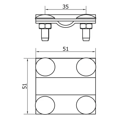 4-hole, 2-plate cross connector; B up to 30mm /IN/