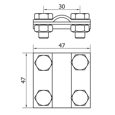 4-hole, 2-plate cross connector; /IN/