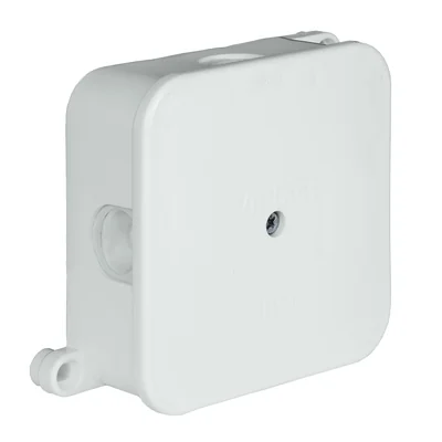 4-inlet surface-mounted box with knockouts 88x88x40mm IP44 screw cap white