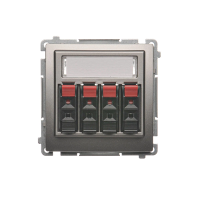 4-way loudspeaker socket with description field (module) metallic satin