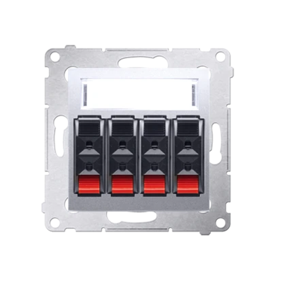 4-way loudspeaker socket with labeling field (module) silver (metallic)