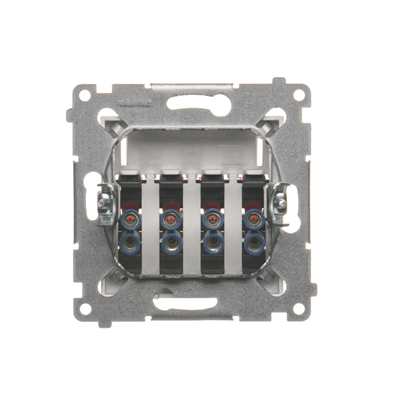 4-way loudspeaker socket with labeling field (module) silver (metallic)