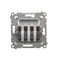 4-way loudspeaker socket with labeling field (module) silver (metallic)