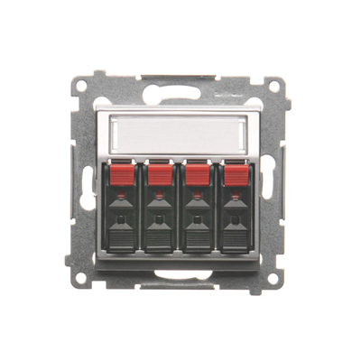4-way loudspeaker socket with labeling field (module) silver (metallic)