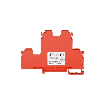 4-wire 2-level busbar terminal block with four terminals and shorted current paths 4 mm2 red V0 ZUG-21/E0 A00-E007