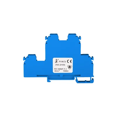 4-wire 2-level rail terminal block with four terminals and shorted current paths 4 mm2 blue V0 ZUG-21/E0 A00-E006