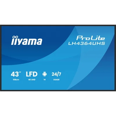 43" iiyama DS LH4364UHS-B1AG Präsentationsmonitor, 4K VA LED, USB-C, iiSignage² (CMS), iiControl (DMS), iiShare, 24/7