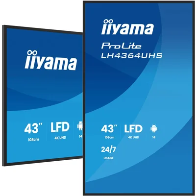 43" prezentační monitor iiyama DS LH4364UHS-B1AG, 4K VA LED, USB-C, iiSignage² (CMS), iiControl (DMS), iiShare, 24/7