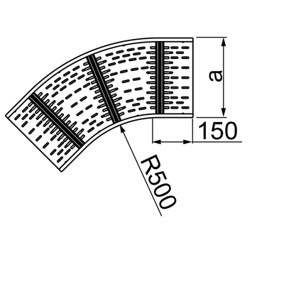 45 degree galvanized elbow, width 400mm, height 160mm