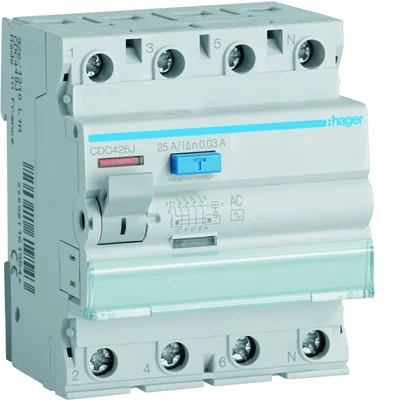 4P, 25A, 30mA residual current device