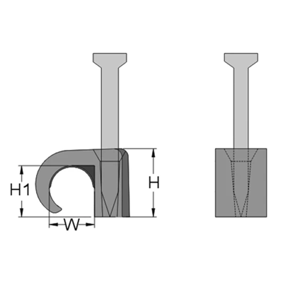 5-7mm flop mounting bracket with light gray nail