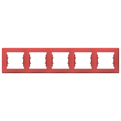 5-fach, horizontal, roter Rahmen
