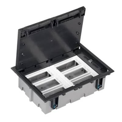 6-module floor box, 12x K45, depth 93mm + 2x SM302/9, Graphite Gray