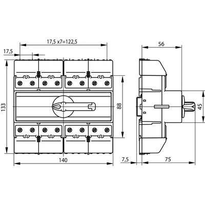 63A three-way switch disconnector without knob
