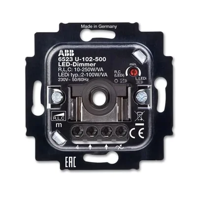 6523 U-102-500^VARIATEUR BUSCH POUR SOURCES LUMINEUSES LED RÉGLABLES, AVEC COMMANDE ROTATIVE ET COMMUTATEUR À BOUTON-POUSSOIR