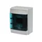 65P04X12 gray housing, 4M, IP65, 63A, class II, 202x152x117mm (HxWxD) | DIN rails | transparent door | no N+PE