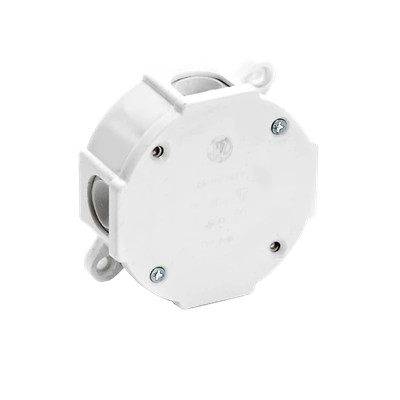 „75” 4-inlet surface-mounted box with knockouts 79x79x37mm IP44 cover for 4 screws white