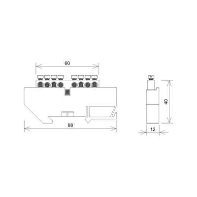 8-Modul-Schutzklemmenblock 4x16 mm2 + 4x10mm2 gelb