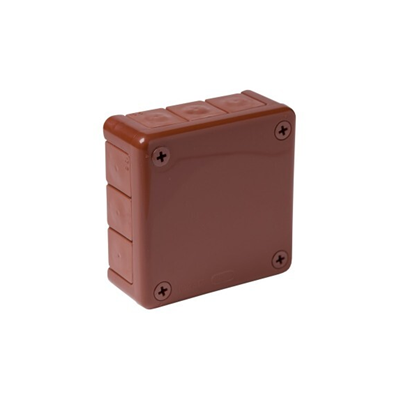 „90” 12-inlet surface-mounted box with rubber glands 98x98x42mm IP55 cover with 4 screws brown