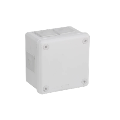 „90” 6-inlet surface-mounted box with rubber glands 98x98x65mm IP55 cover for 4 screws white